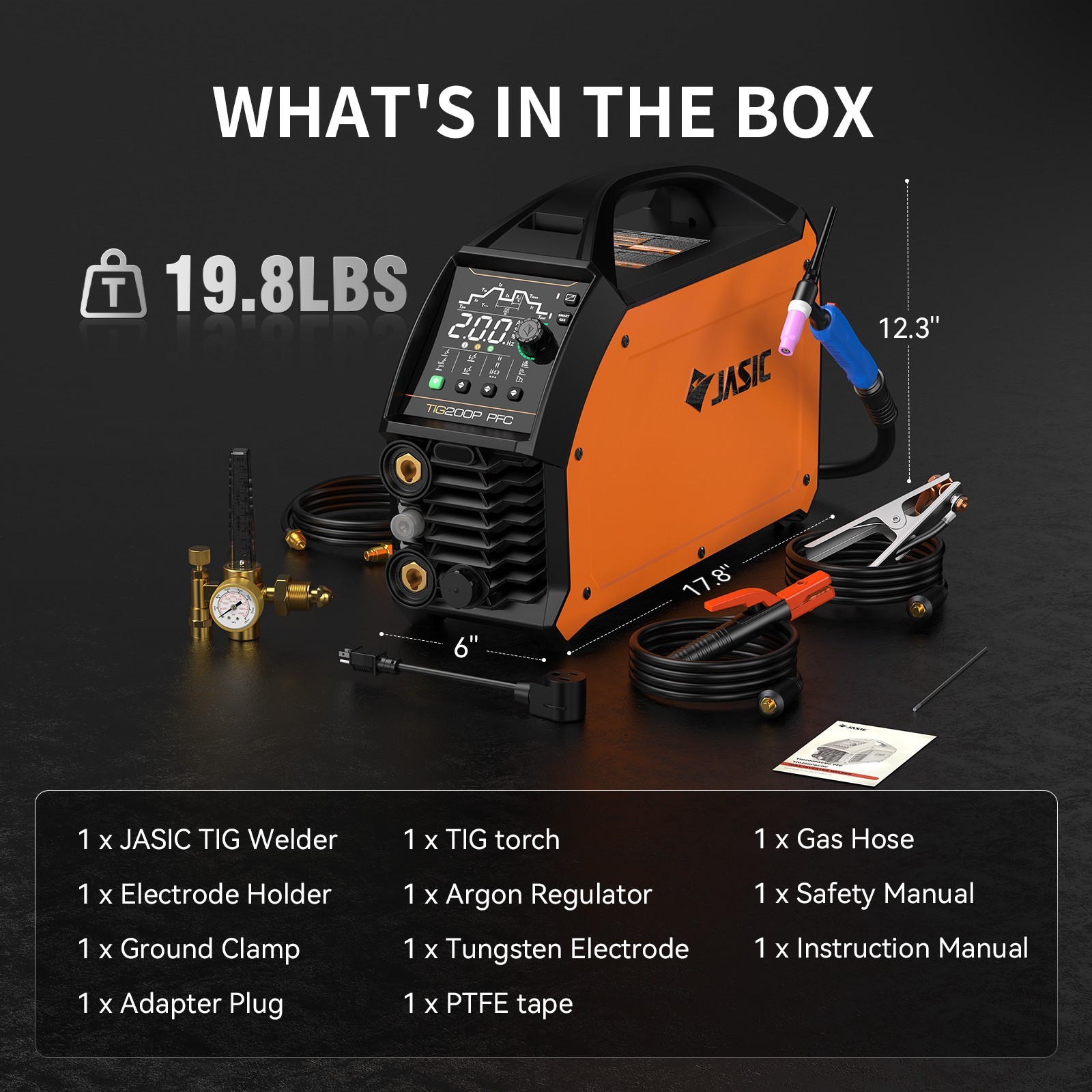 JASIC TIG200P PFC 5IN1 Pulse TIG MMA Welder 95-265V Wide Voltage Welding Machine