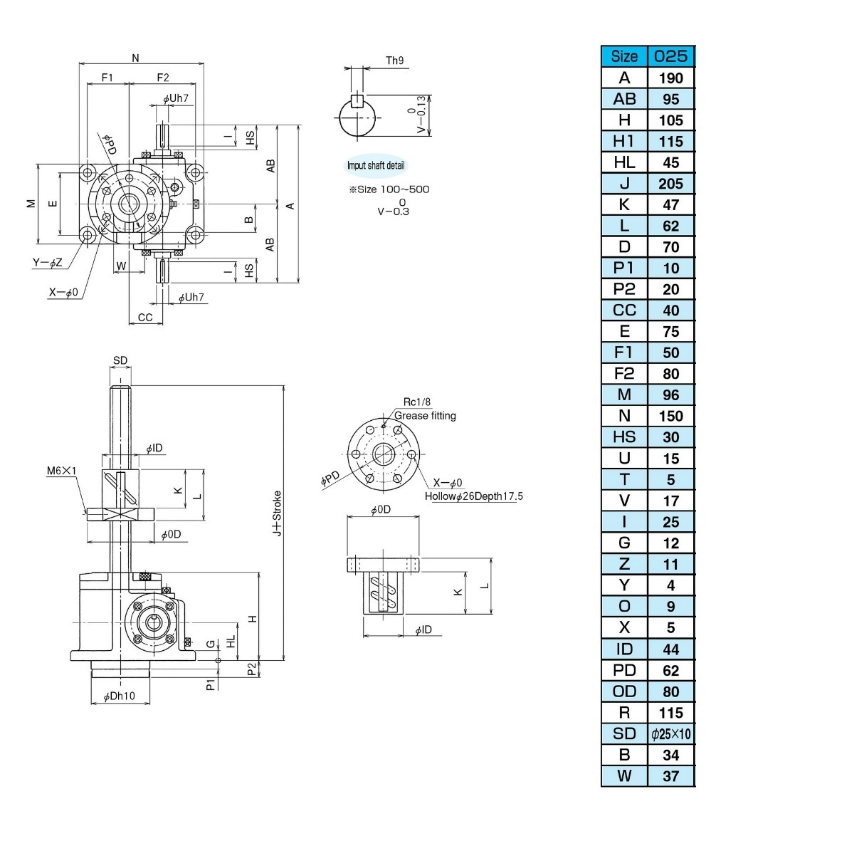 JTB025UCH150T MAKISHINKO Precision Screw Jack 2510+175mm stroke High ratio 5F71