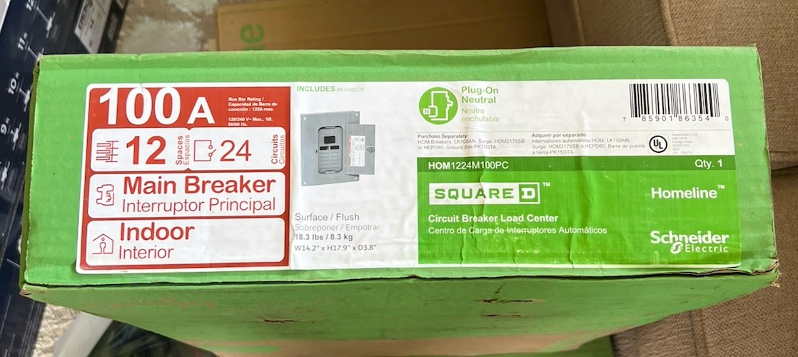 Schneider Electric HOM1224M100PC Main Breaker – Grey