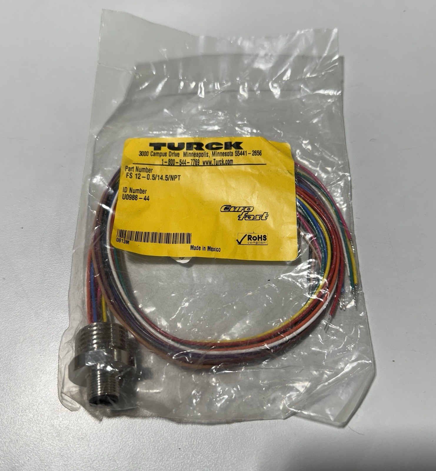 TURCK FS 12-0.5/14.5/NPT M Series Connector U0988-44 *NEW SEALED*