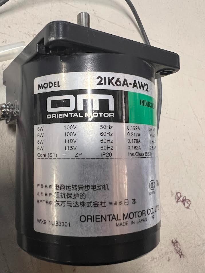Oriental Motor Induction Motor 2IK6A-AW2 6W 100/115V 50/60Hz 1200/1450 rpm New