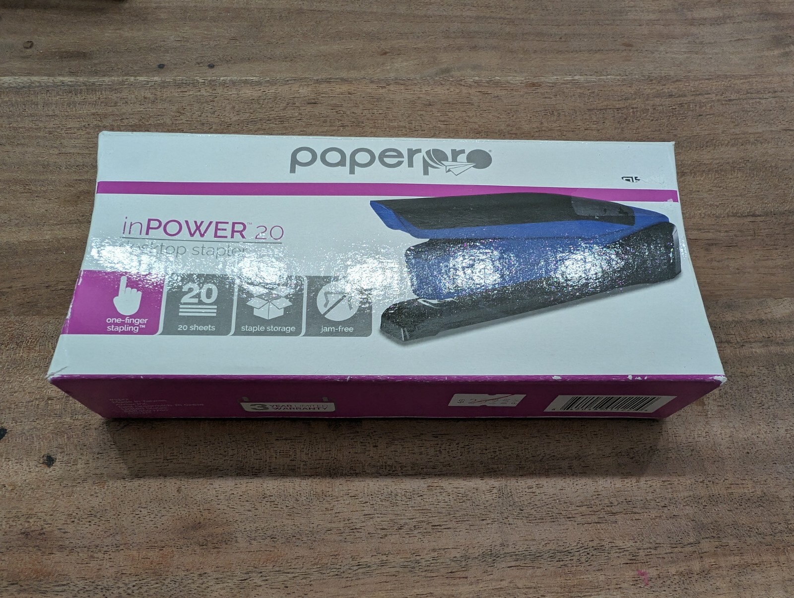 PaperPro inPOWER 20 One-Finger Desktop Stapler, Blue
