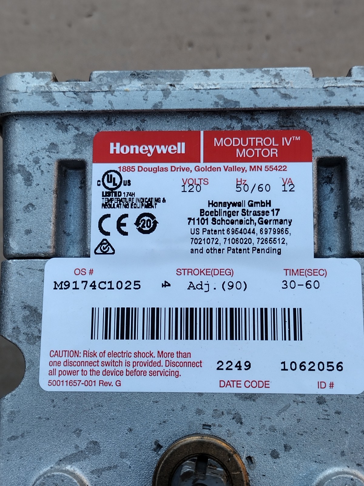Honeywell M9174 C 1025 Modutrol Motor 120 volts 12 VA 50/60hz Actuator