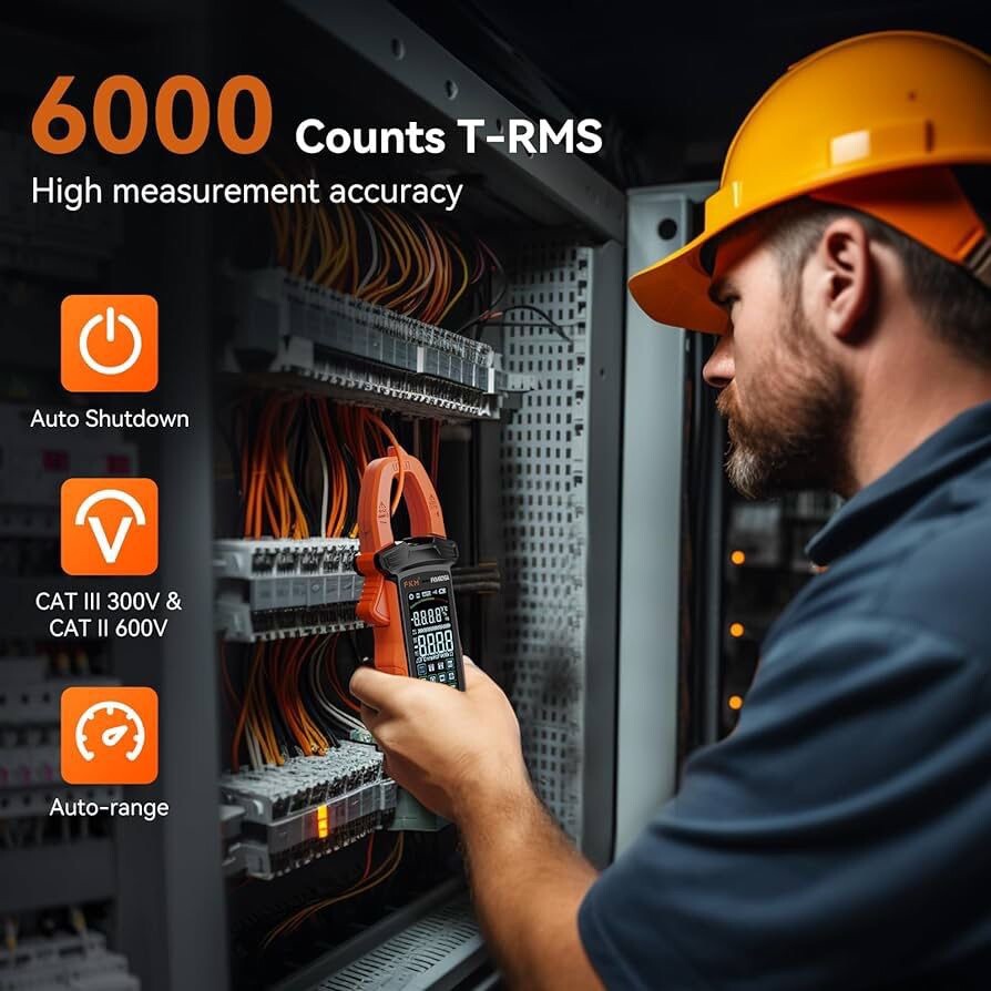 FKM Digital Clamp Meter Multimeter 6000 Counts Amp Voltage Tester