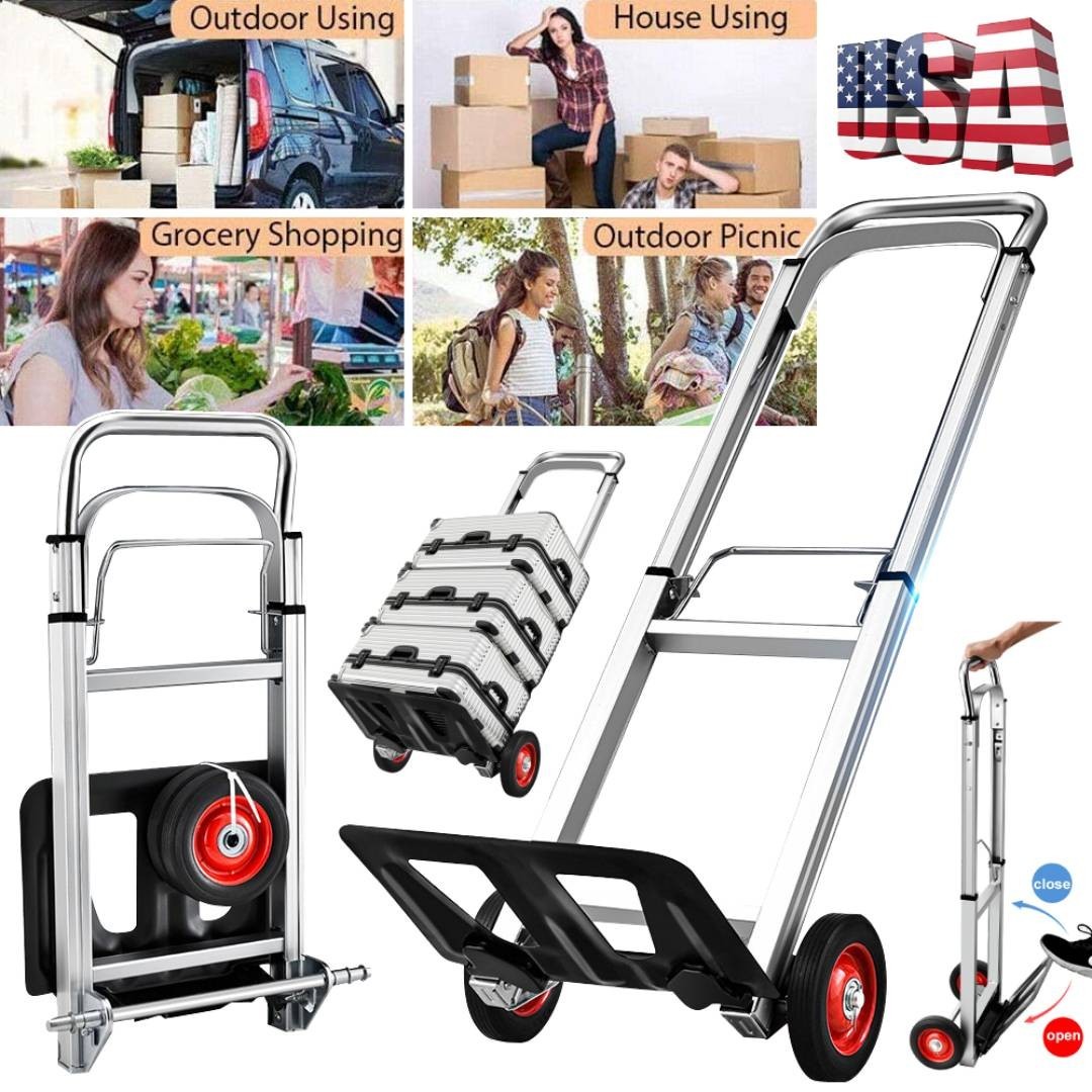 400 Lbs Aluminum Hand Truck 2 in 1 Heavy Duty Convertible Folding Dolly Cart USA