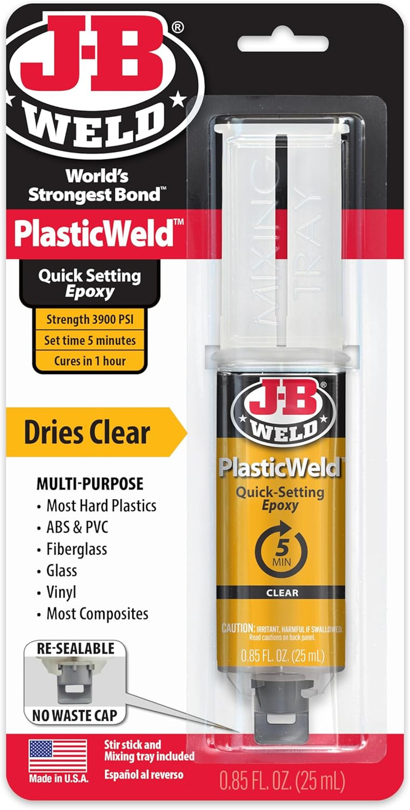 50132 Plasticweld Quick-Setting Epoxy Syringe – Translucent Yellow – 25 Ml