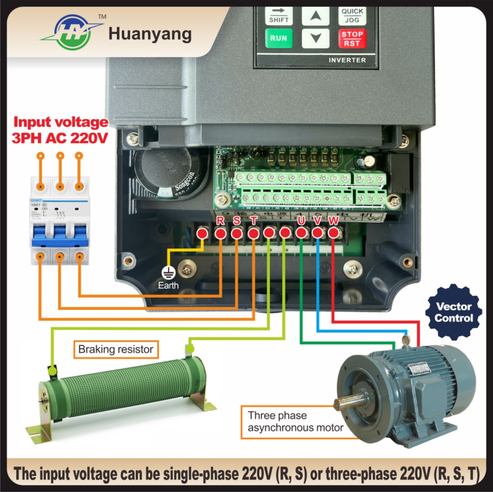 VFD 220V 10HP 7.5kW 34A Vector Control Variable Frequency Drive Inverter motor