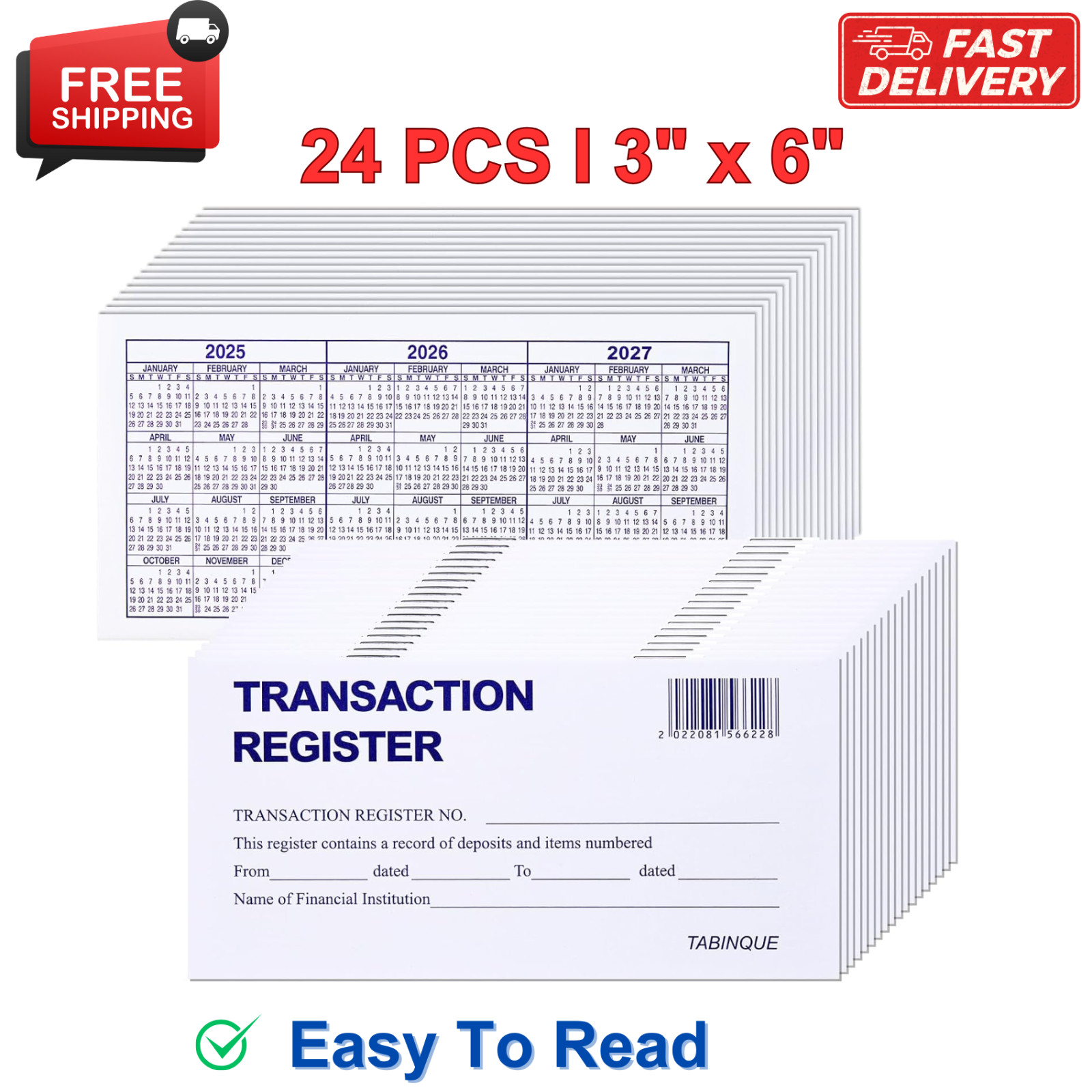 24PCS Check Registers For Personal Checkbook, Easy To Read Checkbook Register