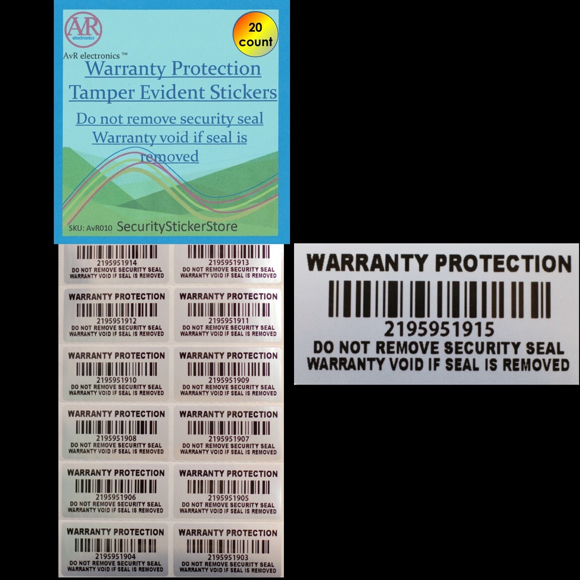 Warranty Void If Removed Security Sticker: INDIVIDUAL SERIAL NUMBERED (AvR010)