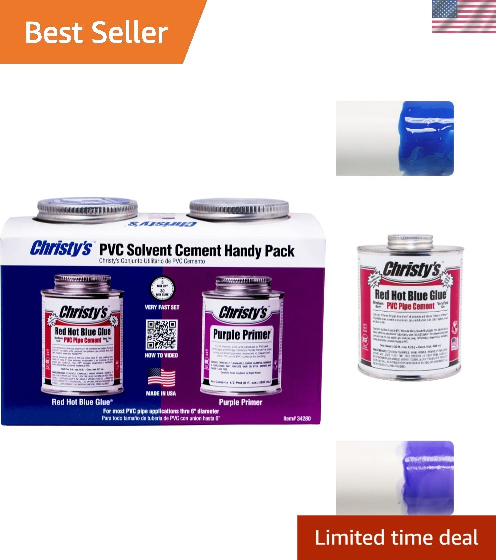 Must-Have Handy Pack: Strong Red Hot Blue Glue & Purple Primer 8oz for Repairs