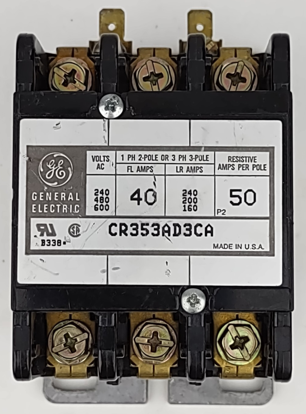 General Electric CR353AD3CA Contactor 40A 3-Pole 120V Coil, Refurbished