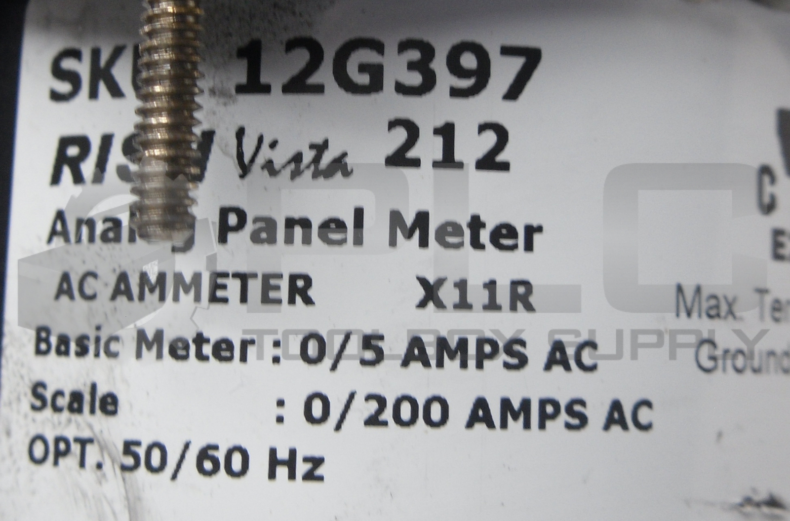 RISH VISTA 12G397 ANALOG PANEL METER 50/60HZ 0-200AMPS AC