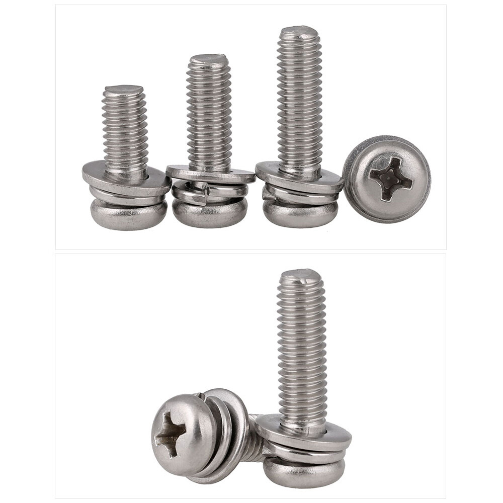 Phillips Pan Head Machine Screws Spring Washer Plain Washer M2-M10 A2 Stainless