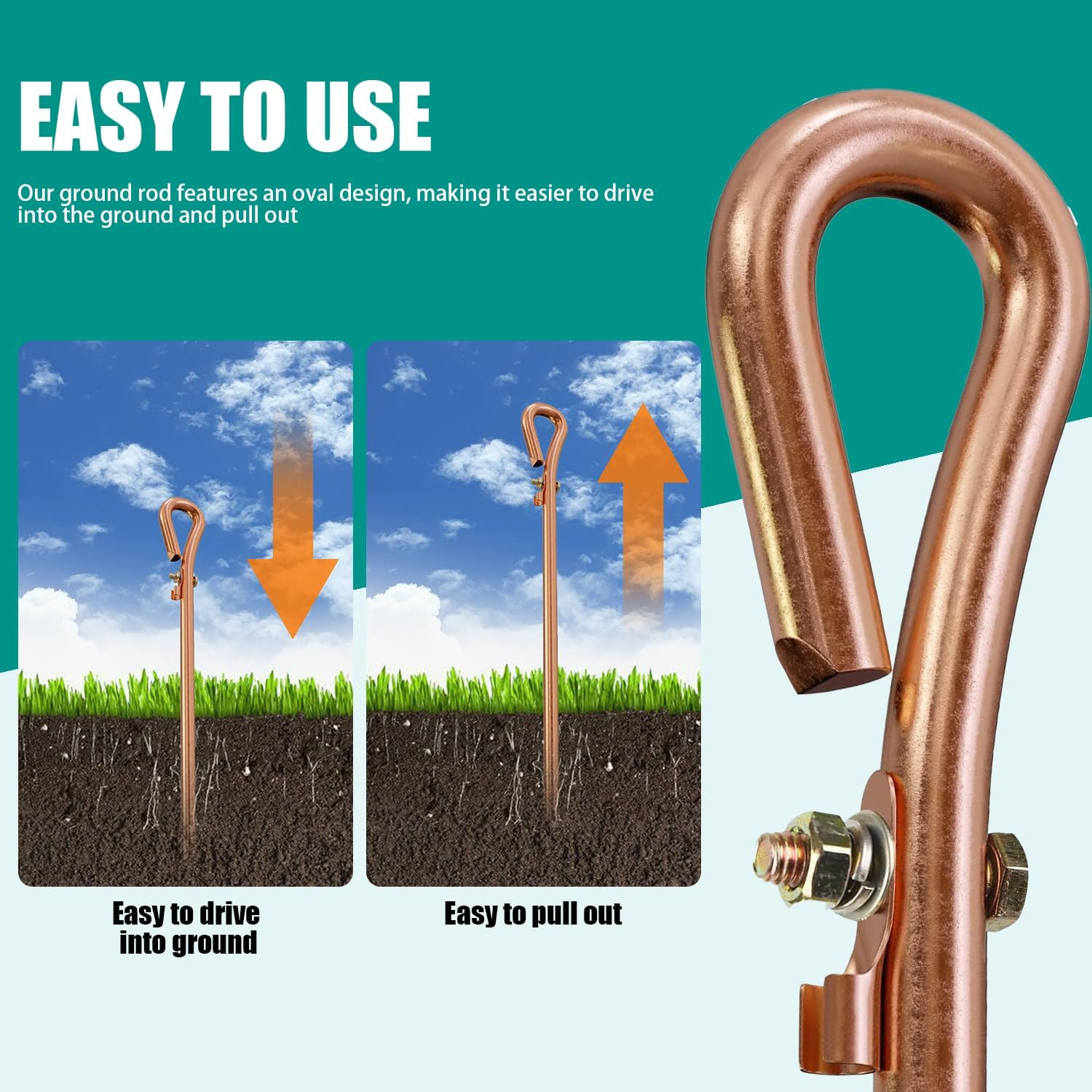 Generator Grounding Kit with 6Ft Female Ground Cord,Grounding Rod for Generator,