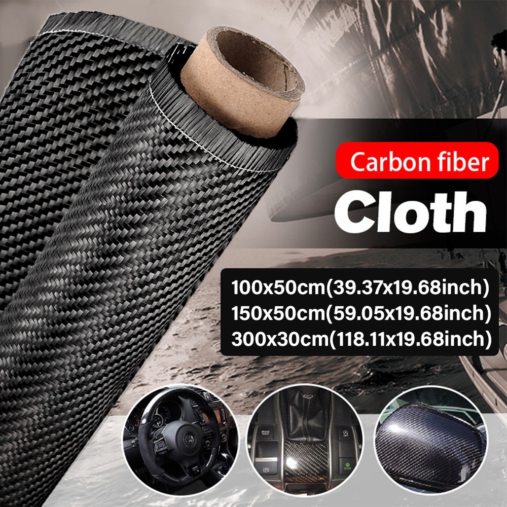 50 * 100CM Pure Carbon Fiber Fabric Cloth Roll 3k 200gsm 2×2 Twill Weave Black