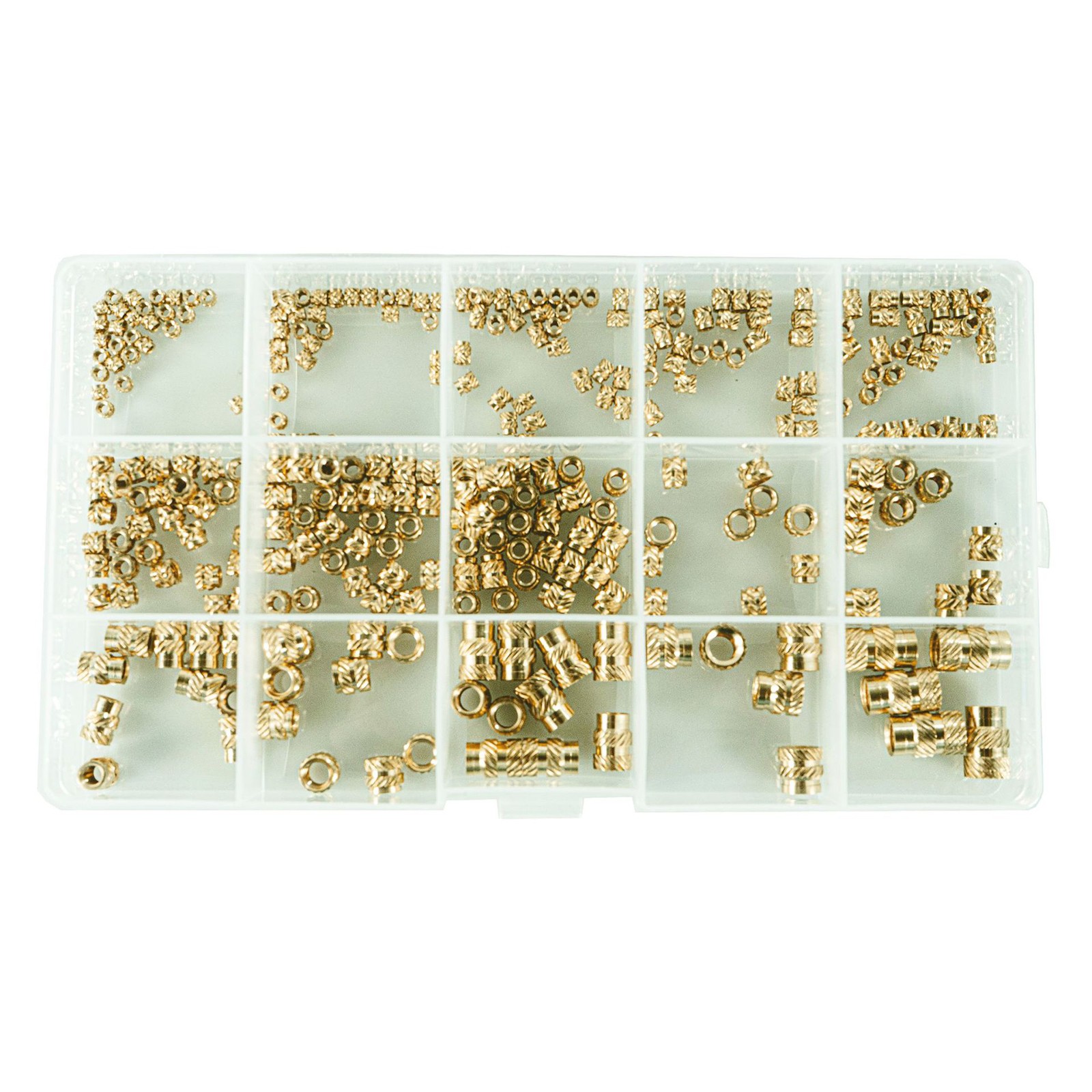 300Pcs M2-M6 Thread Knurled Brass Threaded Insert Embedment Nut Kit+Plastic Box
