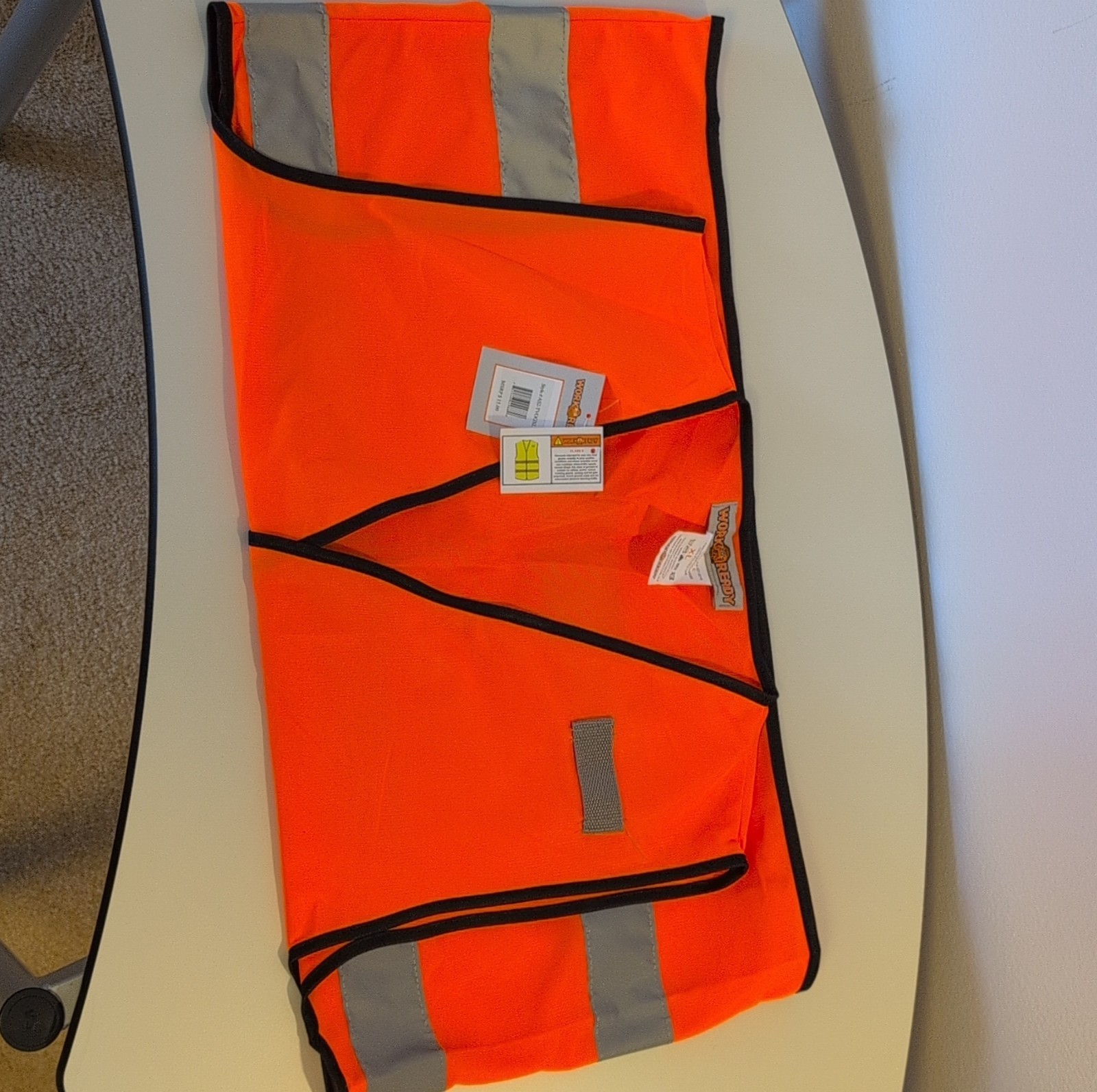 WORK READY Hi-Visibility Orange Safety Vest XL Reflective Stripes