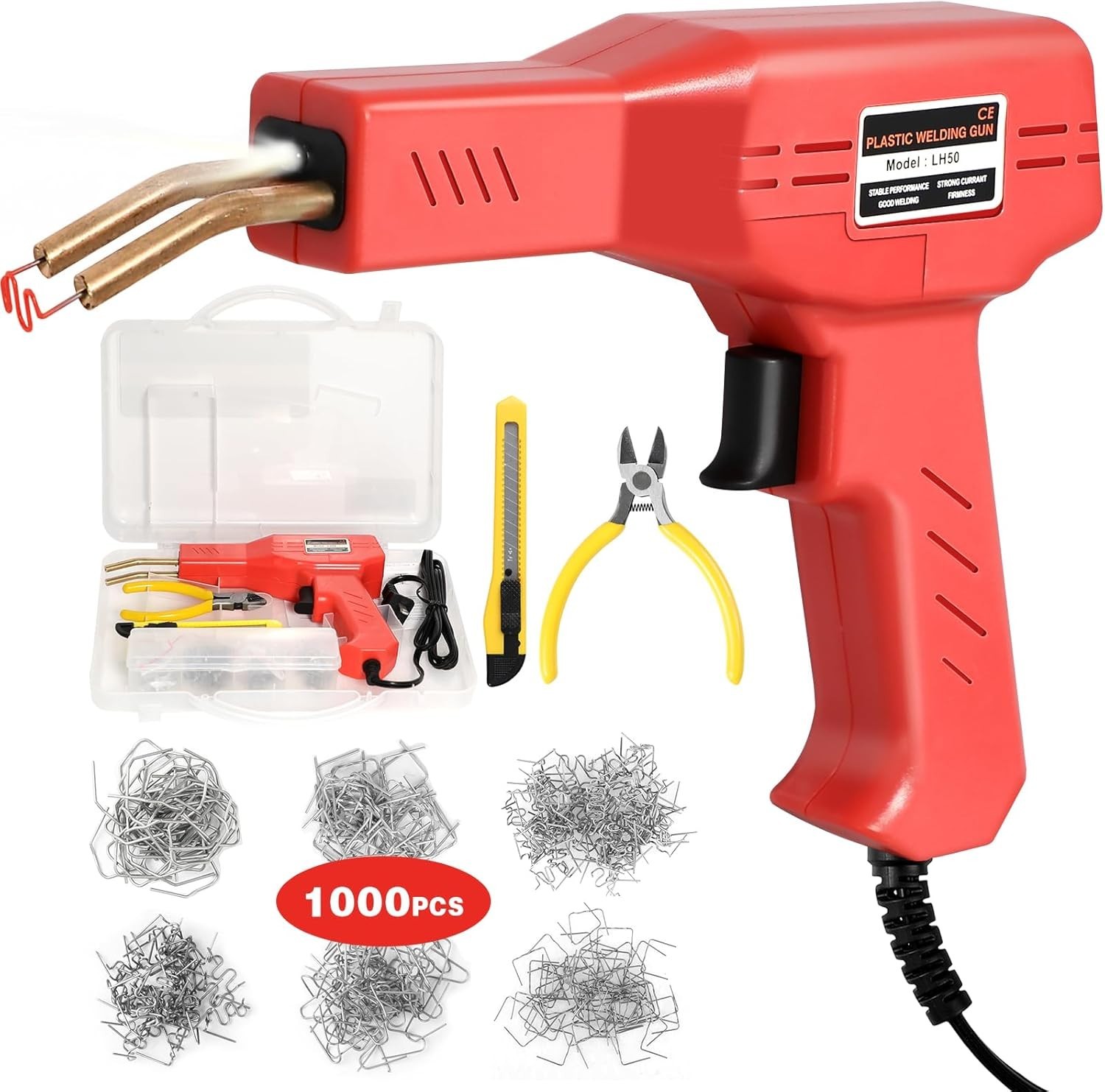 Plastic Welder Kit with Staples Car Bumper Repair Hot Stapler Gun Repair Tool