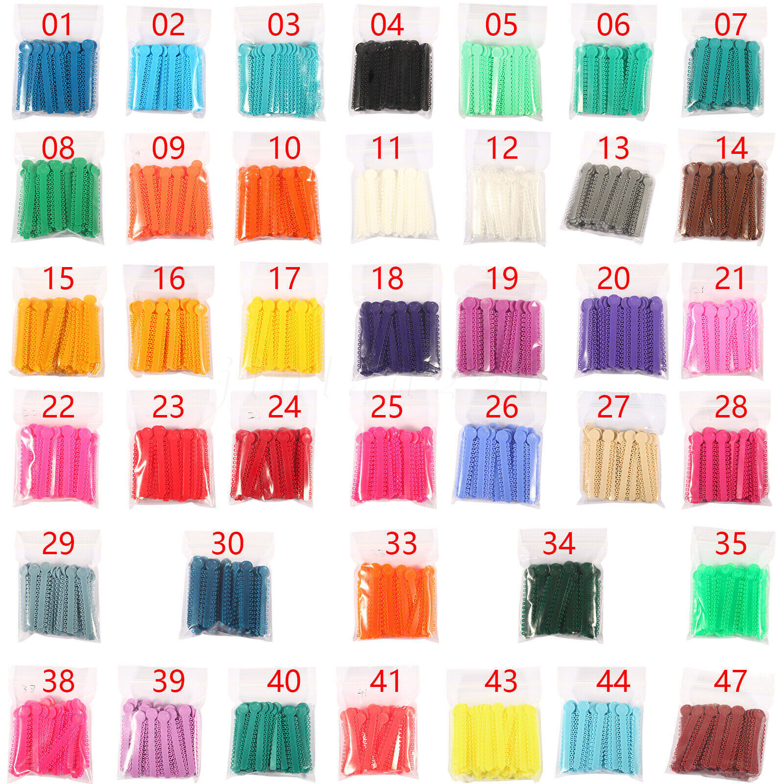1040pcs Dental Orthodontic Ligature Ties Braces Elastic Rubber Bands 47 Colors