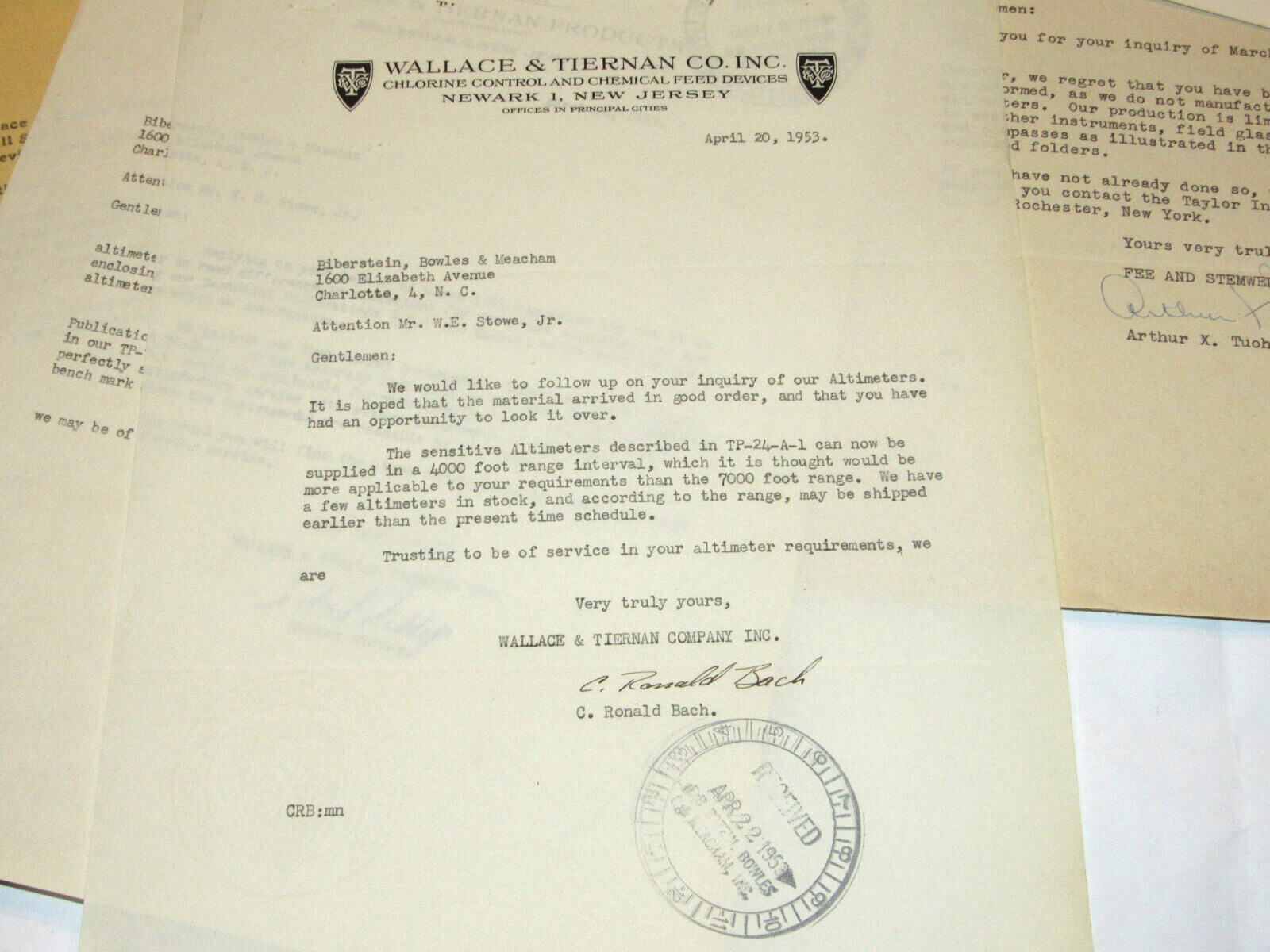 VTG 1953 WALLACE & TIERNAN/TAYLOR ALTIMETER BROCHURES/PRICES! FA-181/185 & MORE!