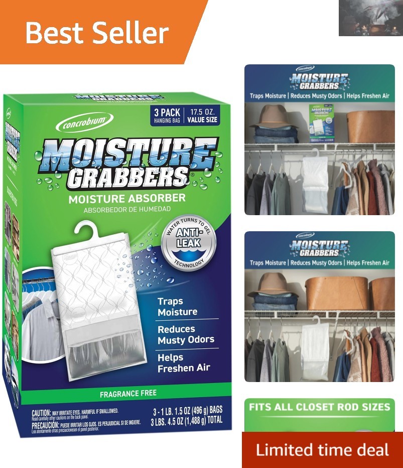 17.5 oz Fragrance-Free Moisture Grabbers, Eliminates Musty Odors Everywhere