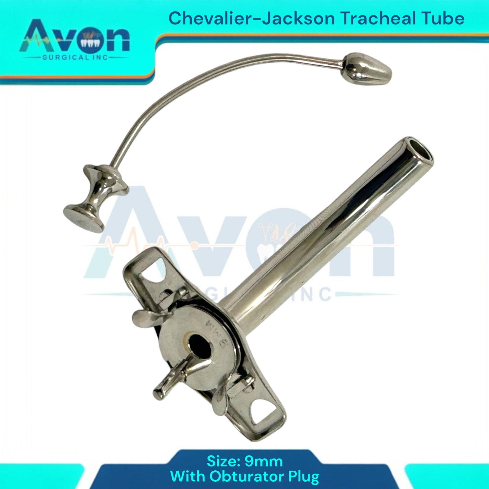 Jackson Tracheal Cannula Tube with Obturator Plug, Metal, Tracheostomy Tool, 1pc
