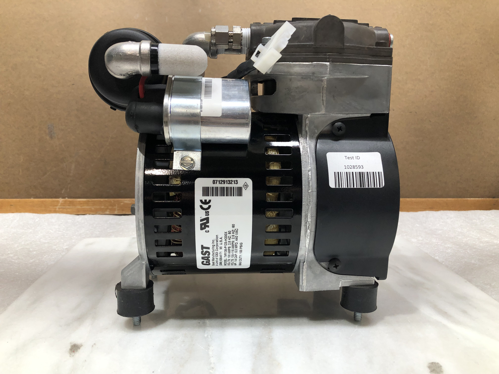 GAST 74R135-P123-H200X Vacuum Pump 1/4HP 100PSIG 110V 2.5A 5 MFD FASCO 7185-0085