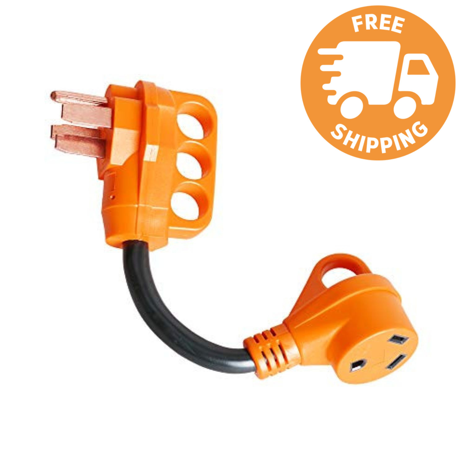 RV Power Cord Dogbone Power Adapter with Handle 12″ 10AWG/3 Cord 50Amp to 30Amp