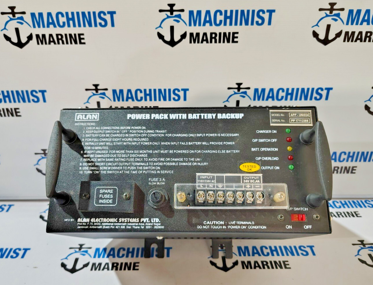 NEW ALAN APP-UNI024 POWERPACK WITH BATTERY BACKUP IN 110V/230V AC OUT 24V DC 4A