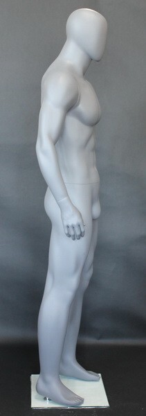 Matte Grey 6 ft 2 in H Male Abstract Head Mannequin Muscular Body Torso SFM53EGR