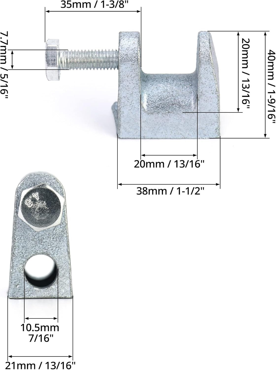Beam Clamp, 50 Pcs 3/8″ Zinc Plated Iron Safety Beam Clamp, 13/16″ Jaw Opening