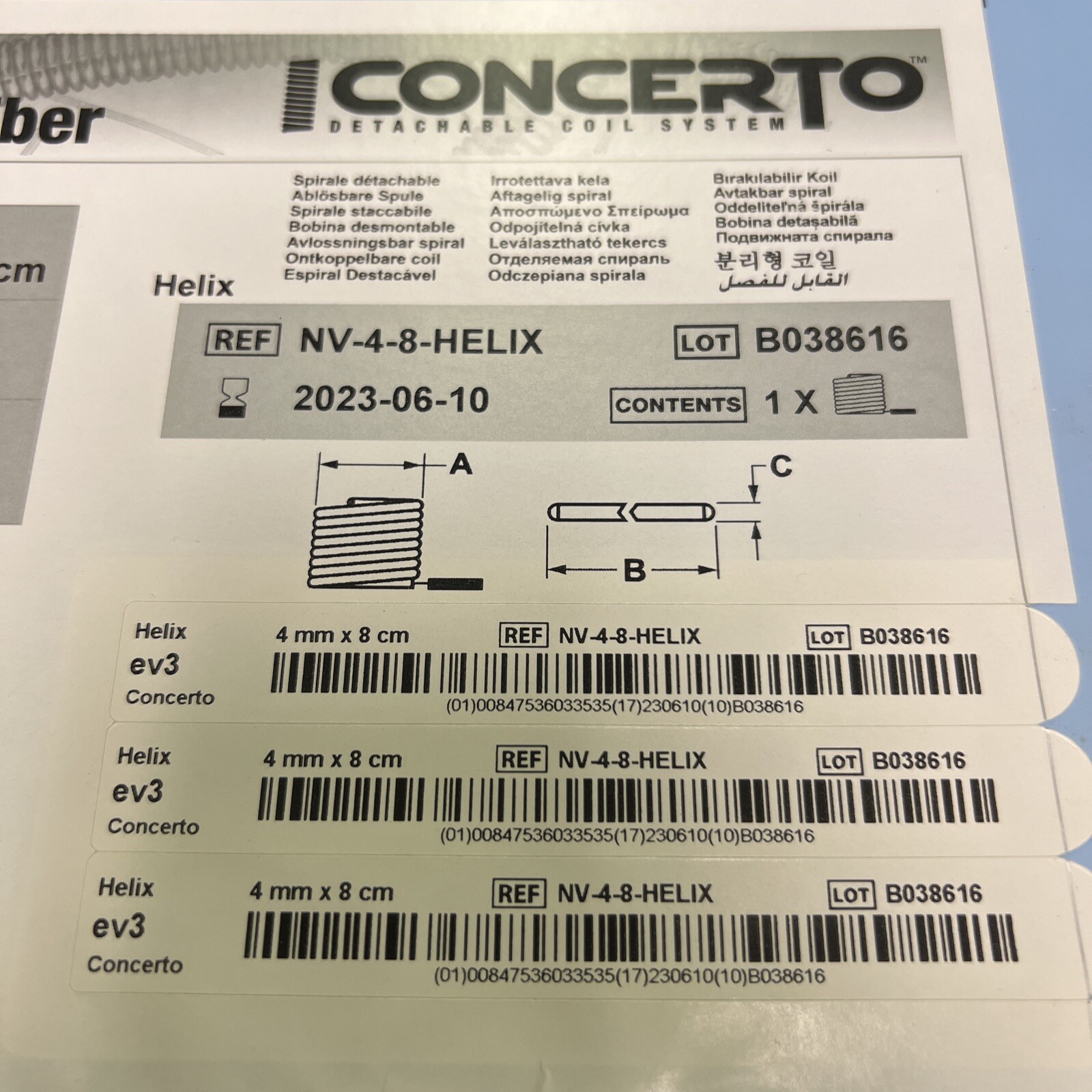 EV3 Concerto Detachable Coil System Nylon Fiber NV-4-8-HELIX