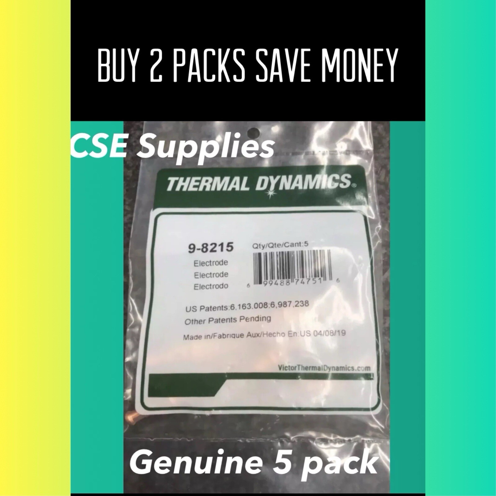 9-8215 Electrode For Thermal Dynamics SL60/SL100 Plasma . 5 Pack .”Buy 2 Save $”