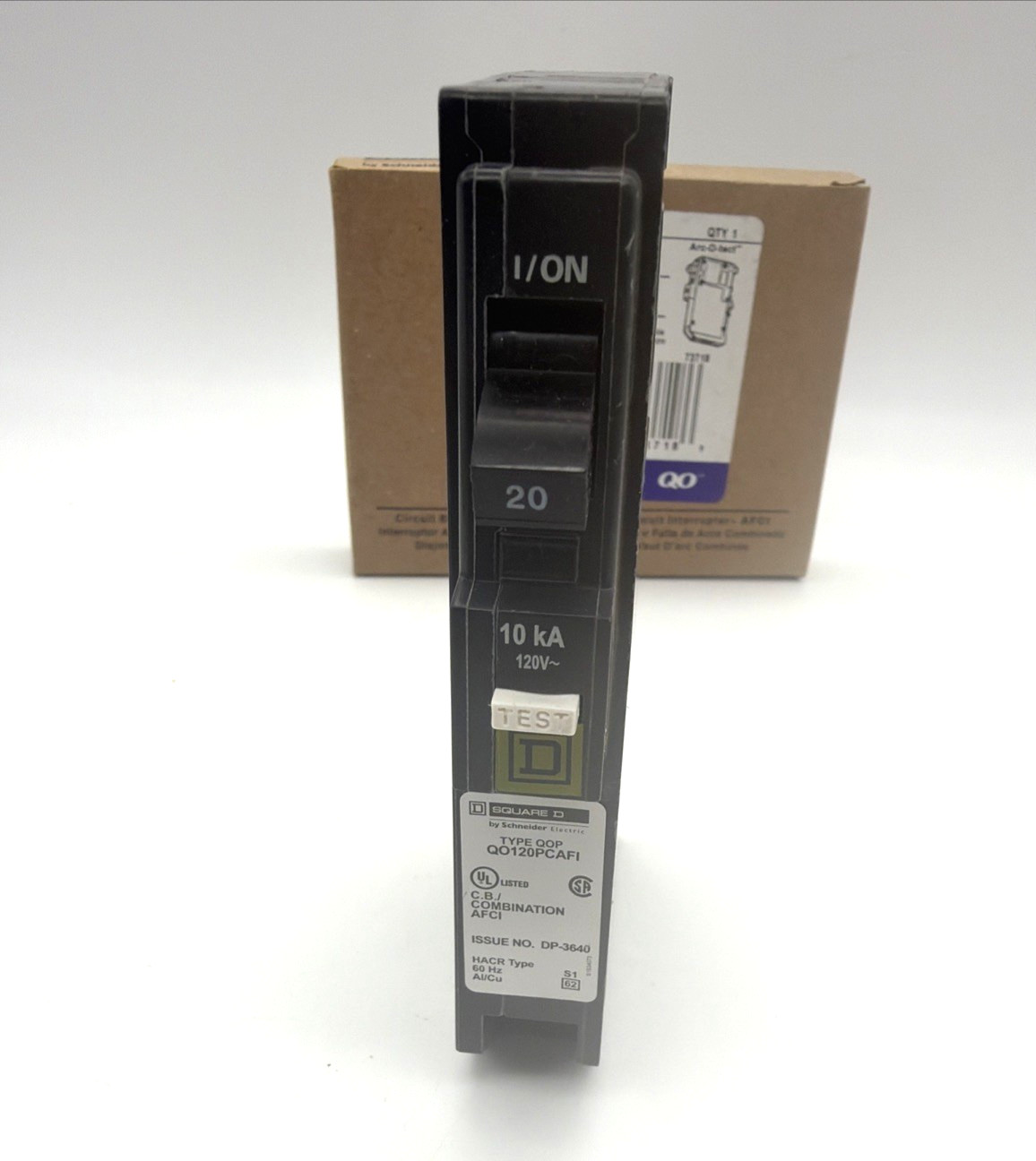 Square D -QO120PCAFI -20A 1-Pole -AFCI -Plug-On Neutral -Circuit Breaker -NEW