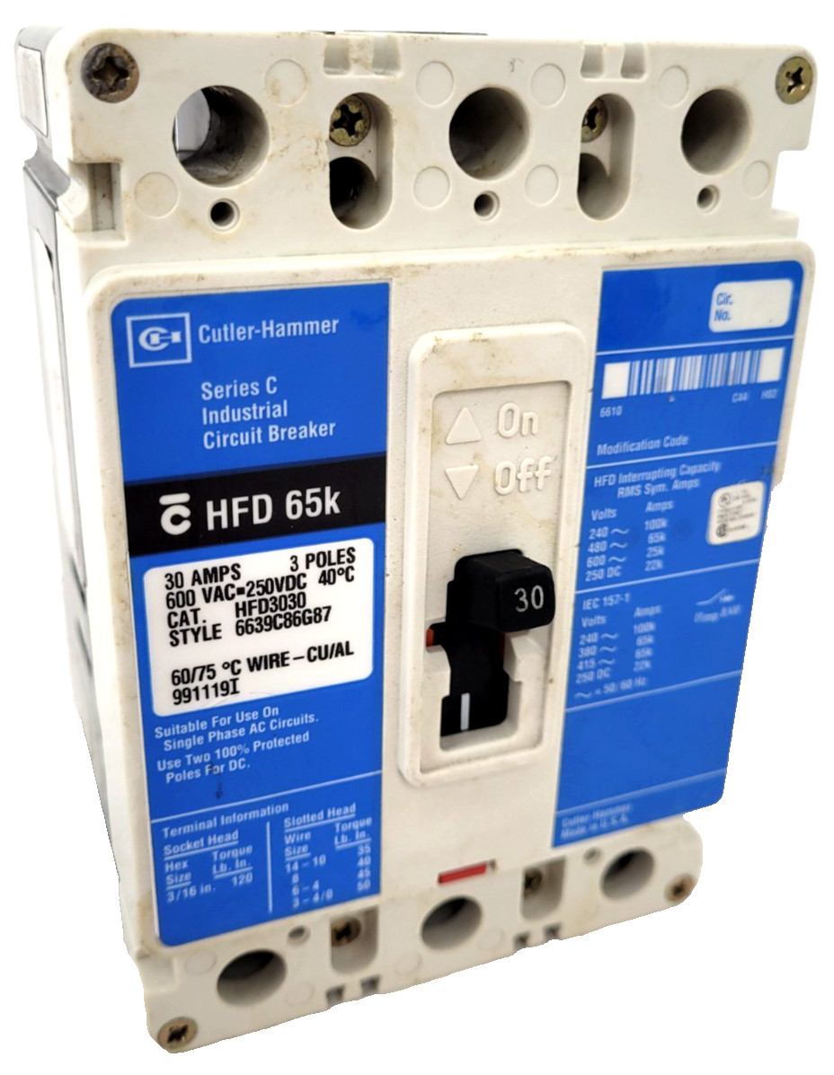 HFD3030 Cutler-Hammer 30 Amp 600VAC Circuit Breaker – Next Day Option