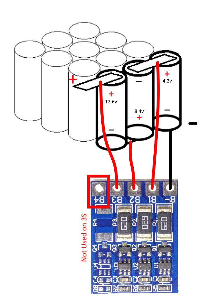 3S 12.6v Balance Board 3.7v/4.2v Li-ion Lithium Battery Standalone BMS Add-on