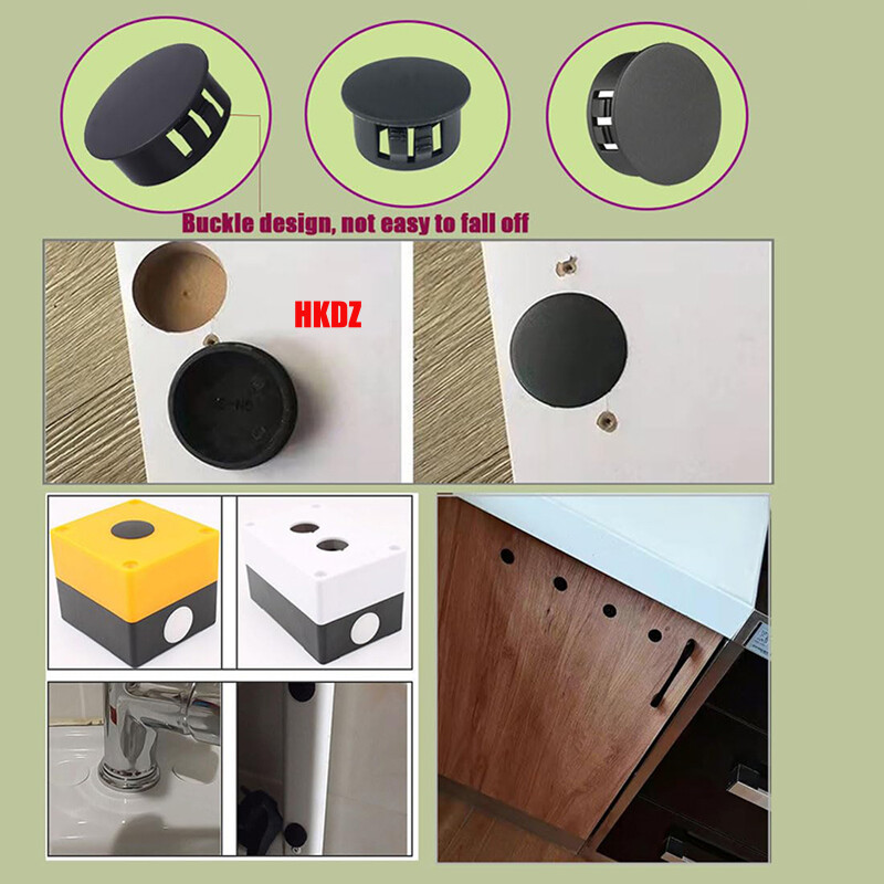 Black Round Plastic Hole Plug Blanking End Caps Pipe Tube Inserts Bungs 5mm~60mm