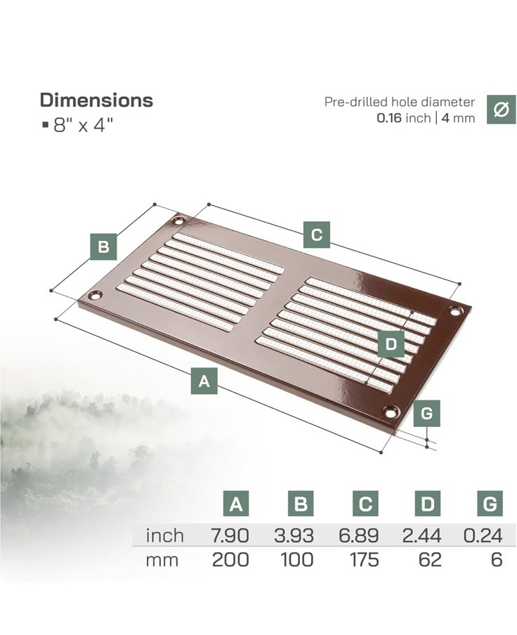 8×4 Brown Air Duct Vent Cover 5-Pack Metal Rectangle w Screen New FAST SHIPPING