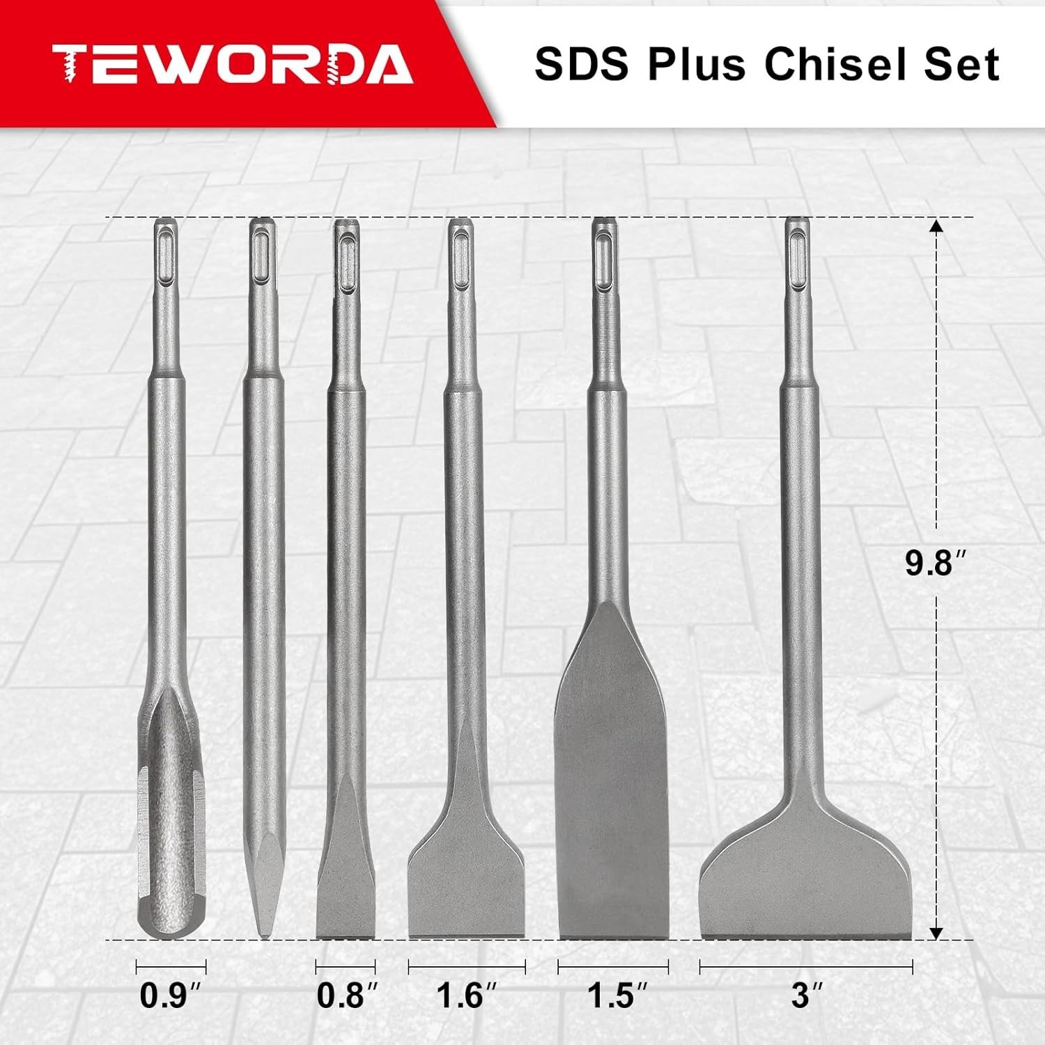 SDS Plus 40CR Steel Chisels for Rotary Hammer Drills | Concrete/Tile Removal