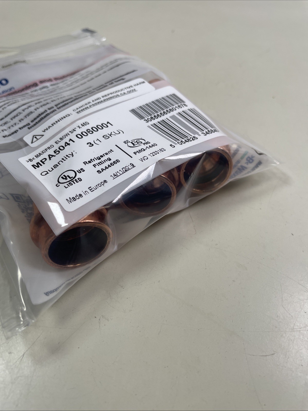 Conex B MaxiPro Press Elbow 3/4” x 45 Degrees MPA5041 0060001 Pack of 3 Fittings