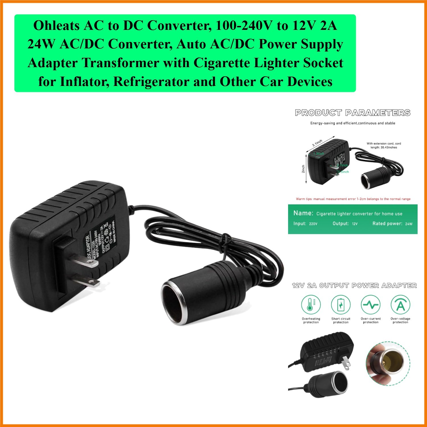 AC to DC Converter, 100-240V to 12V 2A 24W AC/DC Converter, Auto AC/DC Power …