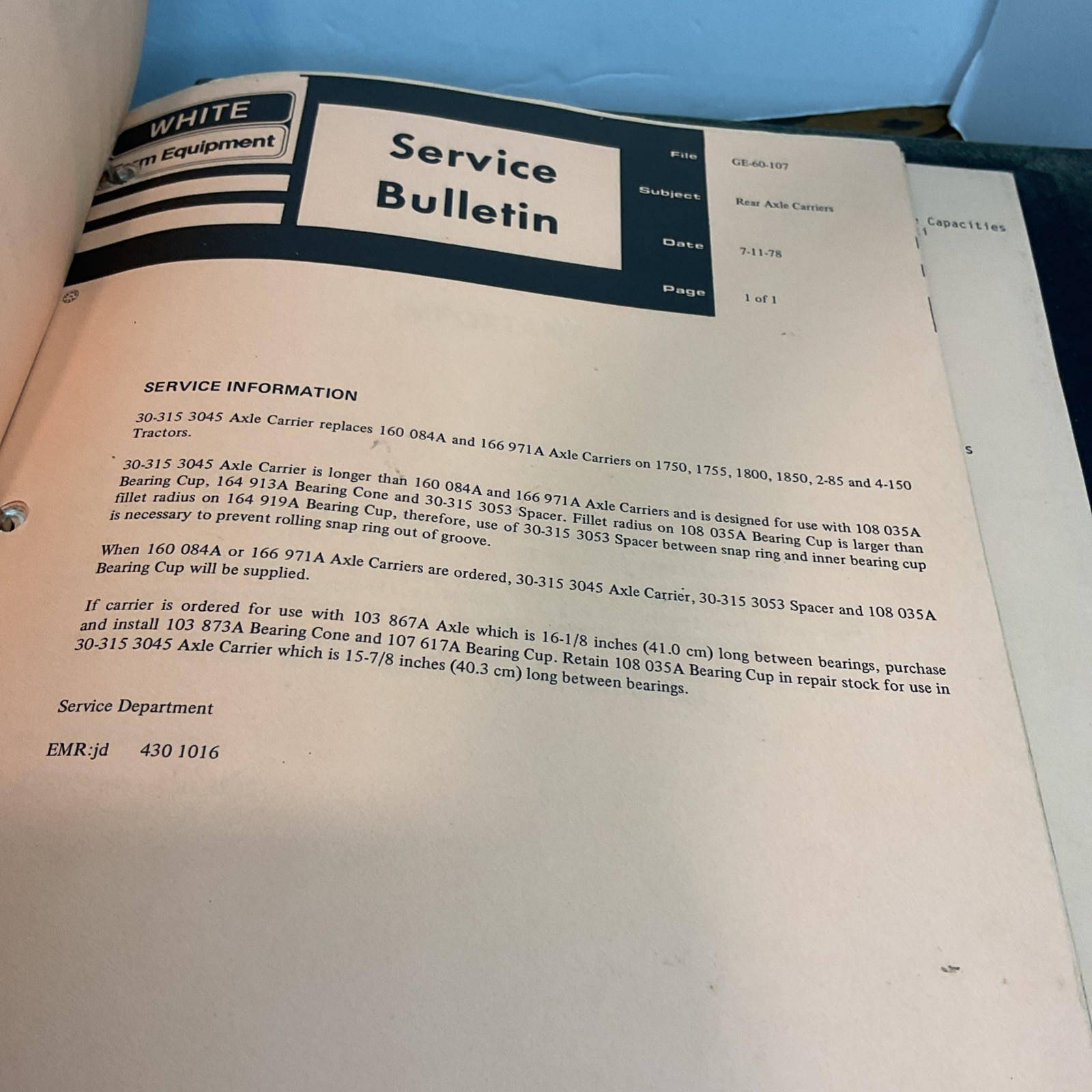 Vintage White Farm Equipment Service Bulletins 1970’s-90s & Power Pointers