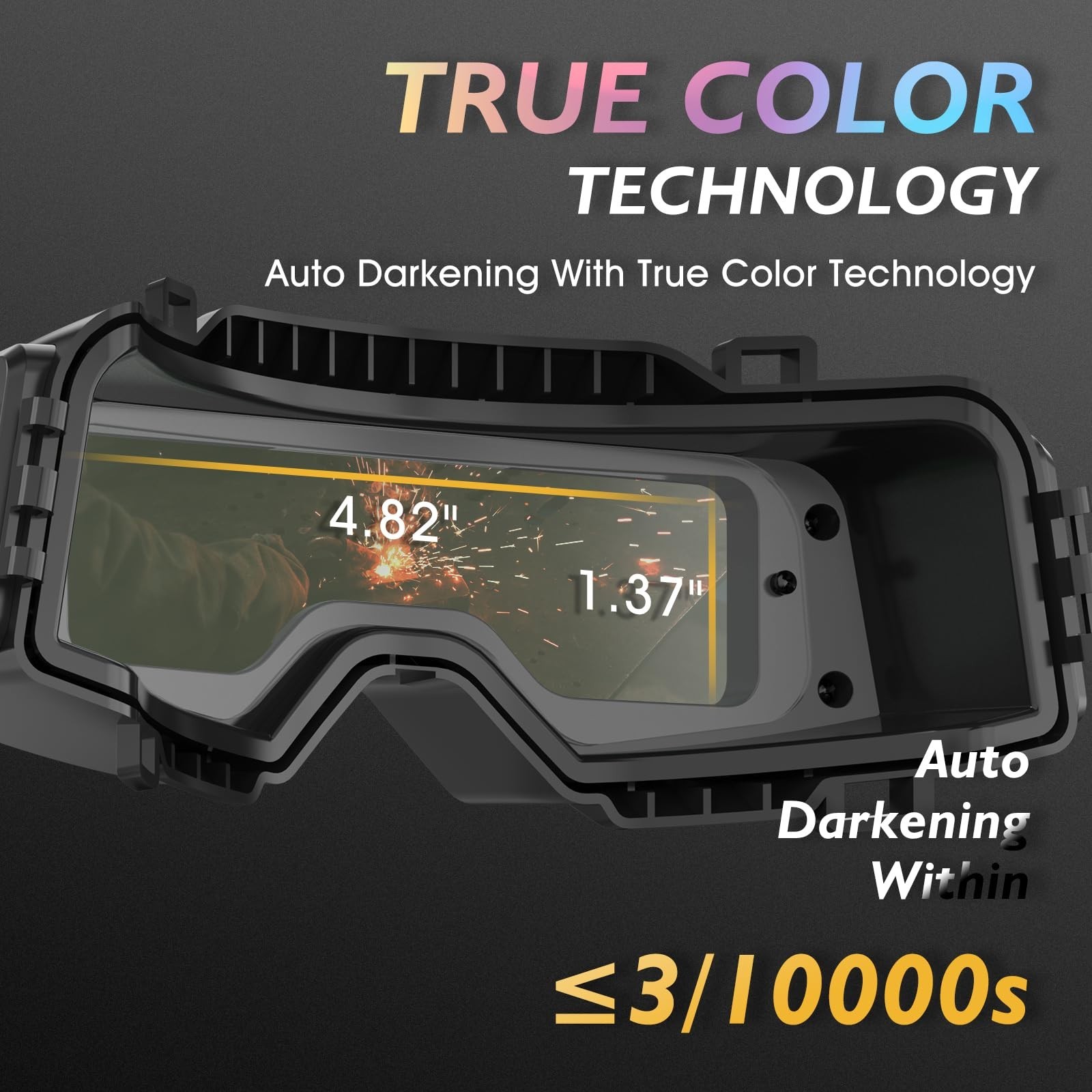 Auto-Darkening Welding Goggles with Detachable Shield | True Color, 0.00003s Res
