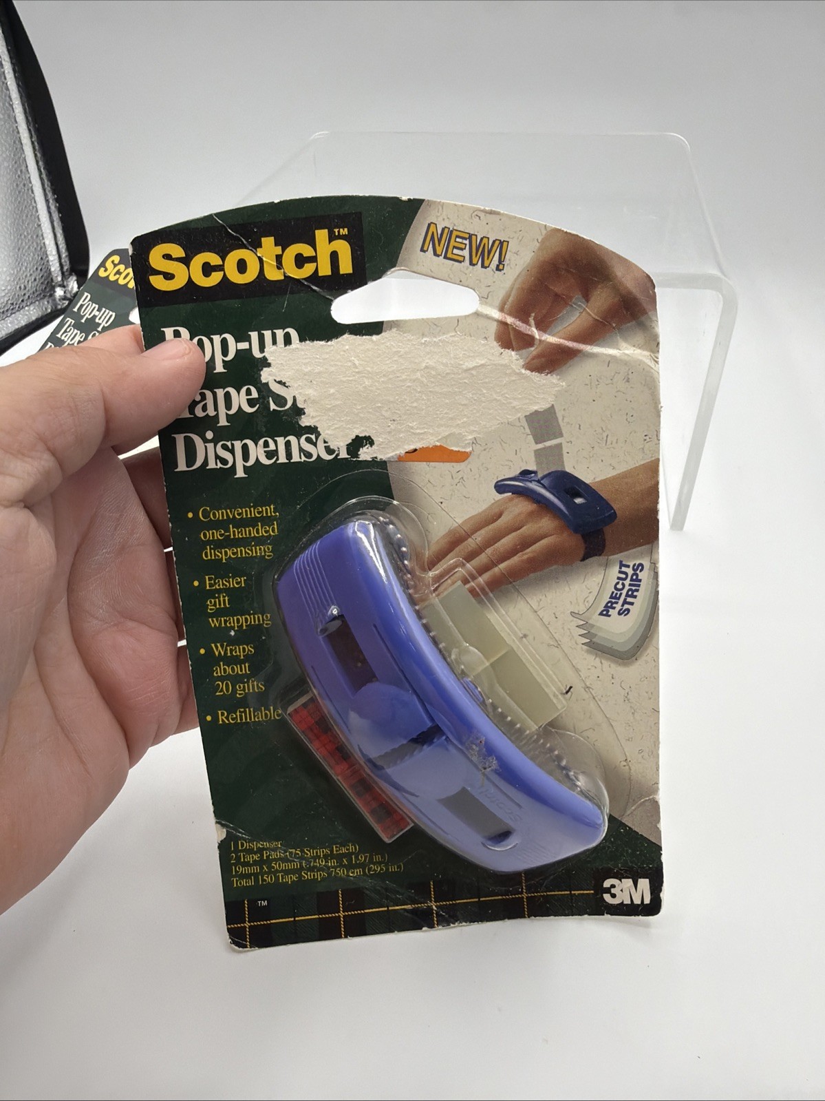 New Scotch Pop-Up Tape Dispenser Wrist Bracelet Pre Cut Tape Strip Lot Of 2