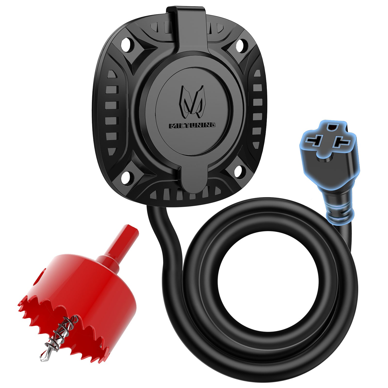 5-in-1 AC Port Plug 20A 125V, 12AWG RV Shore Power Inlet Plug Receptacle Adapter