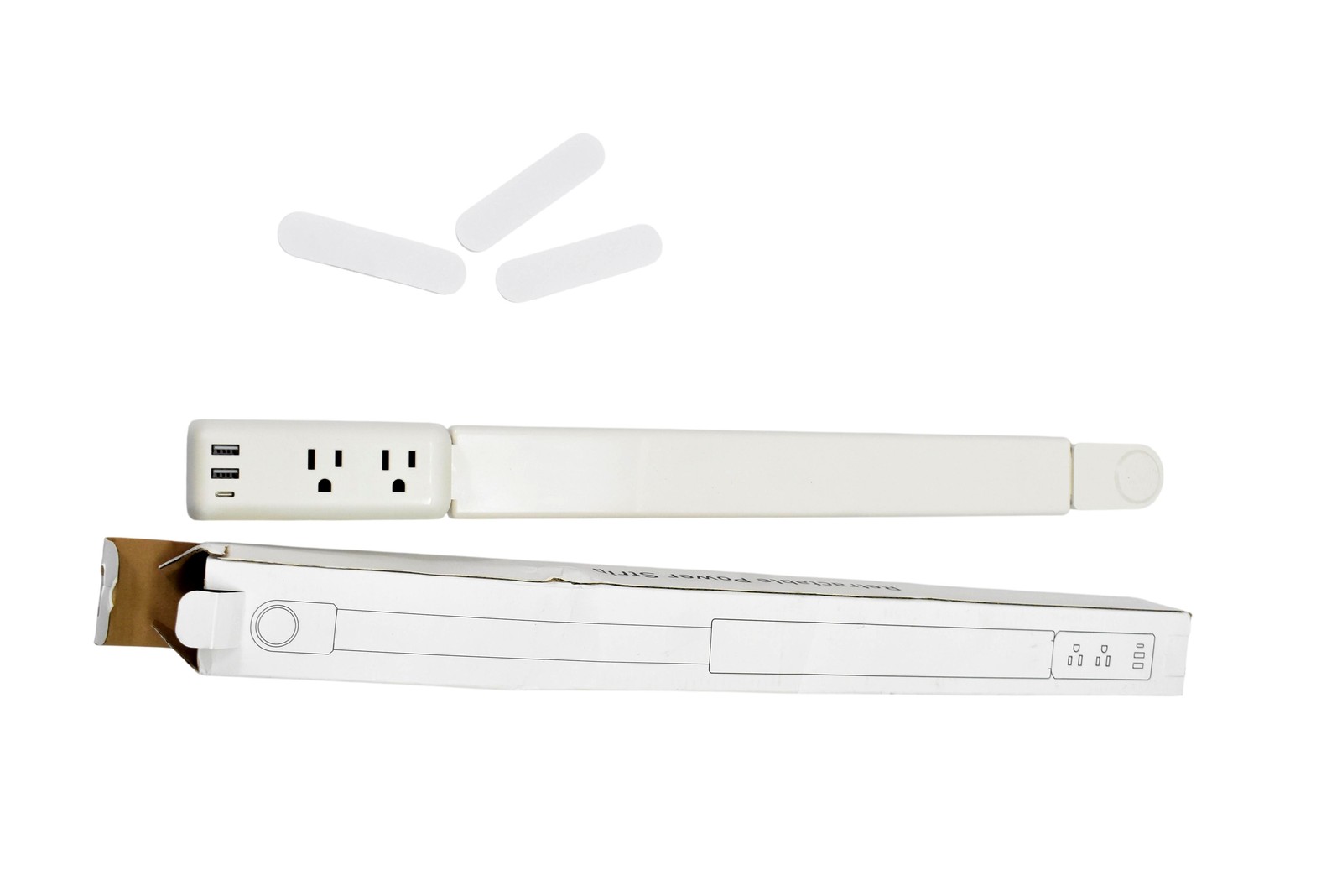 Retractable Power Strip Combination Outlet L0056 White USB-A USB-C 2AC Desk