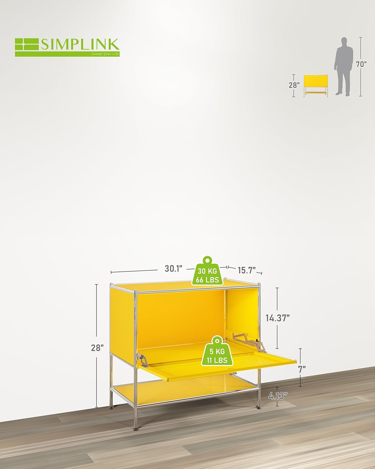 Modern Metal Sidetable with Flap Door – Stylish Storage for Any Room