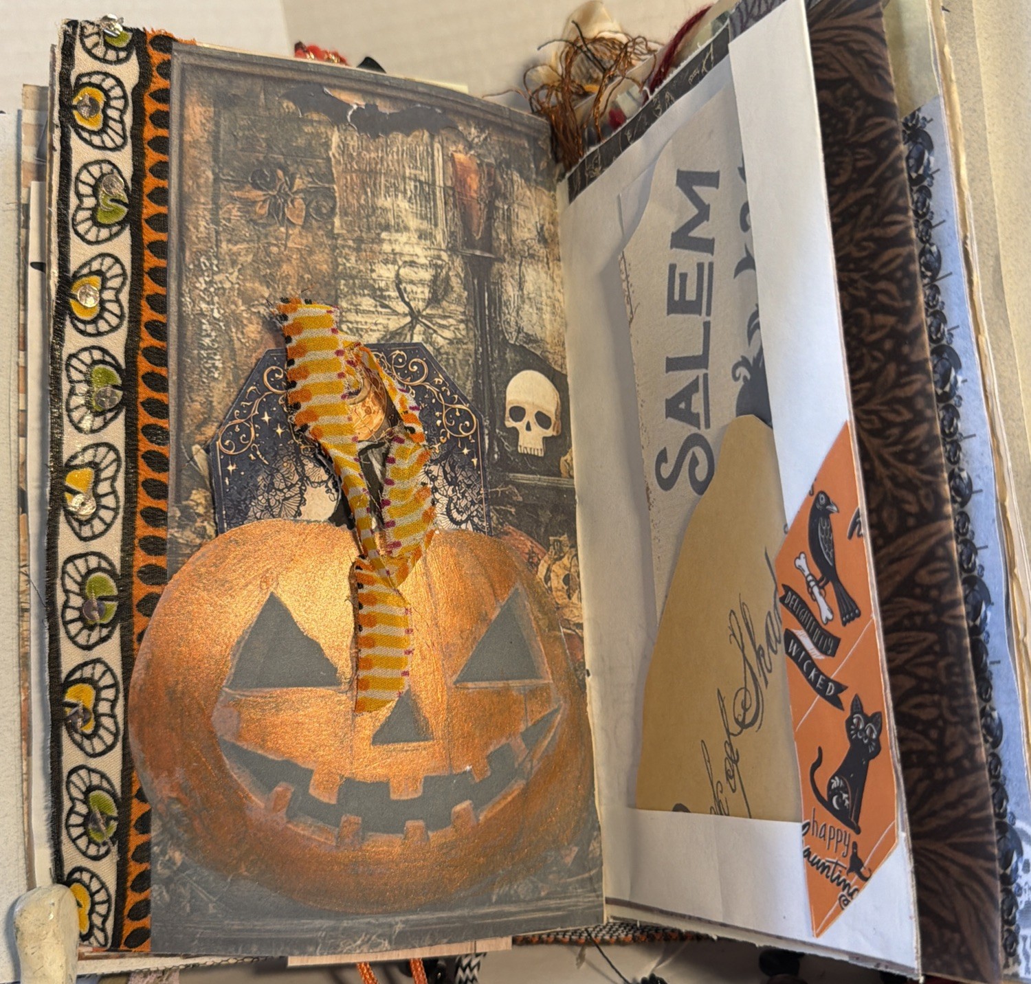 Junk Journal Halloween Spellbound Scary Tales Handmade Memory Note Book 74 Pages
