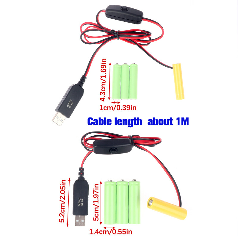 2X AAA Eliminator Cable Dummy-Battery Power Cord Replacement For 3V/4.5V/6V NEW