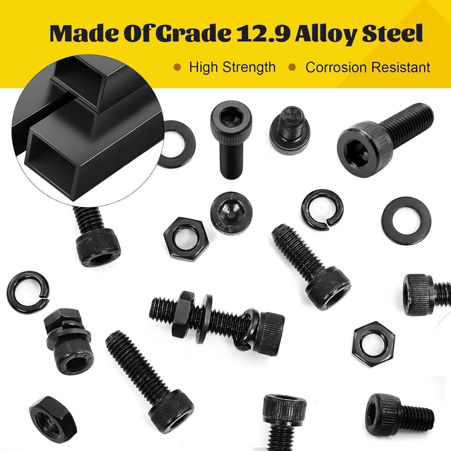 272PCS M5 Screws, Nuts & Washers Set – Hex Socket Head Cap Bolts Assorted